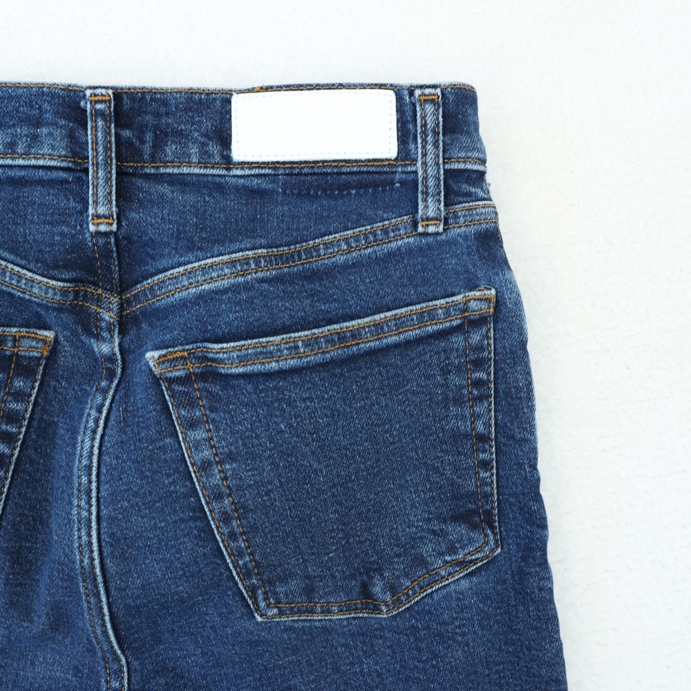 Re/Done 70s Stove Pipe Jeans Women's 26 Dark Rinse Straight Button Fly Raw Hem - Picture 7 of 14